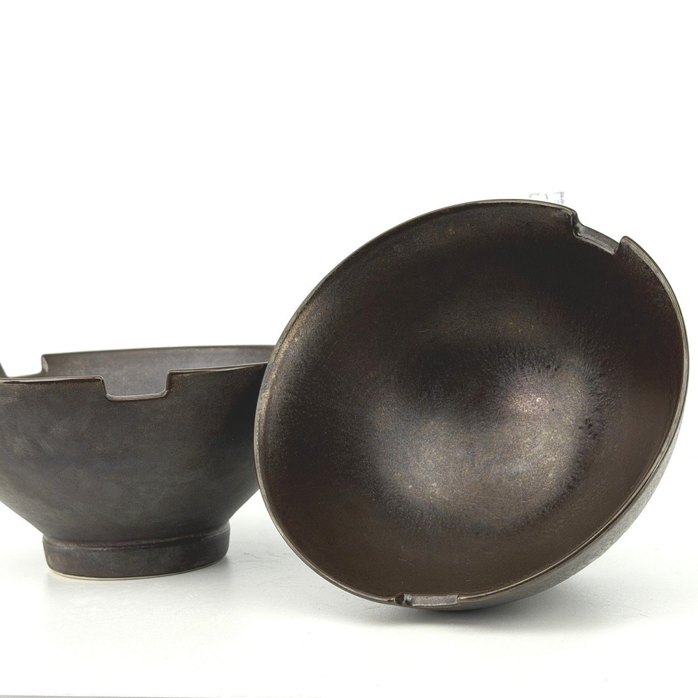 Vintage Cordon Bleu Basics Brown Stoneware Bowl Rustic 7" Soup Serving Set 2